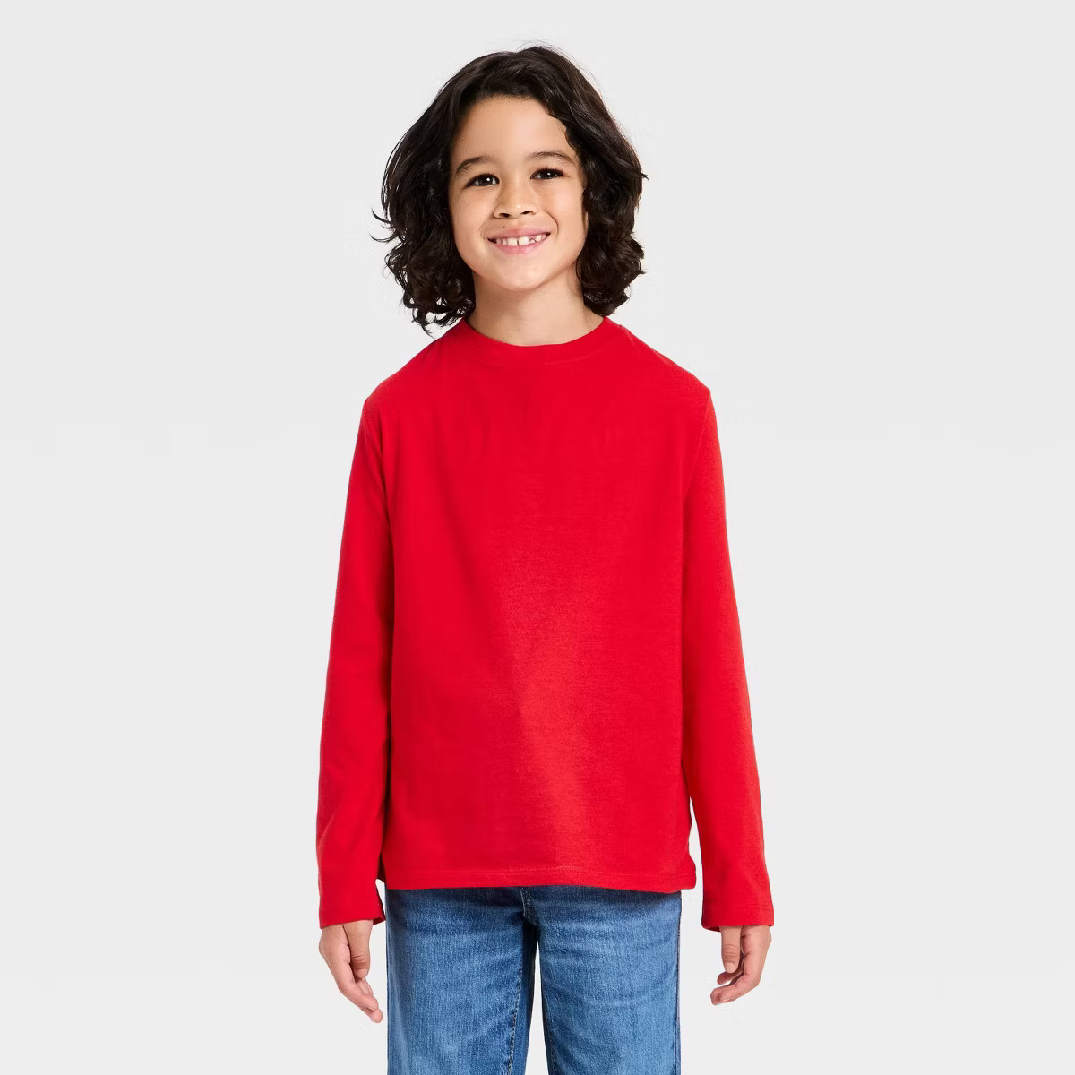 Boys' Long Sleeve Solid T-Shirt - Cat & Jack™ Red M | Target