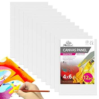 PHOENIX Small Painting Canvas Panels 4x6 Inch, 12 Value Pack - 8 Oz Triple Primed 100% Cotton Aci... | Amazon (US)