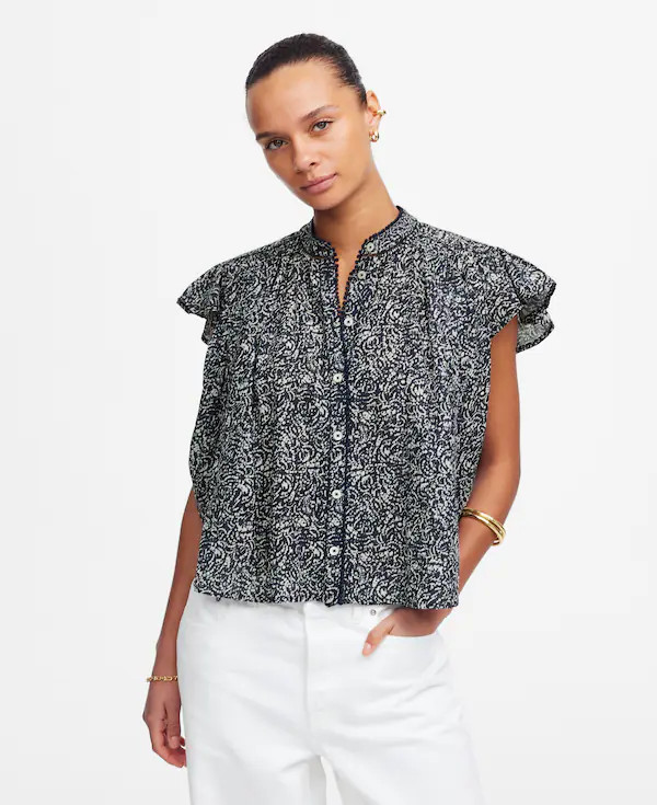 Shirred Lace-Trim Top | Madewell | Madewell