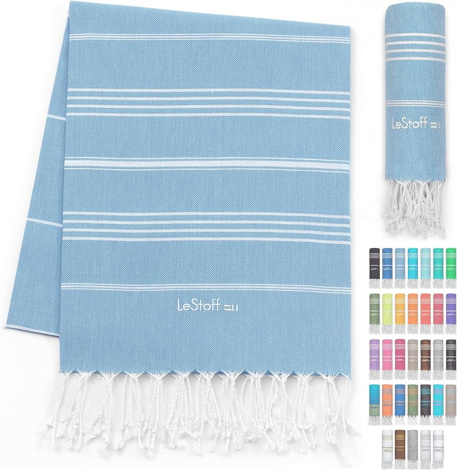 LeStoff Turkish Beach Towel 100% Organic Cotton Prewashed 38"x71" Soft Highly Absorbent Quick Dry... | Amazon (US)