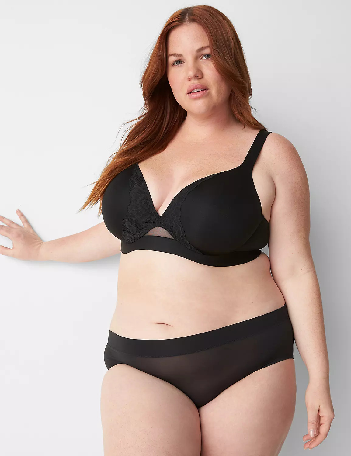 Comfort Bliss Lightly Lined Plunge Bra with Lace | Lane Bryant (US)