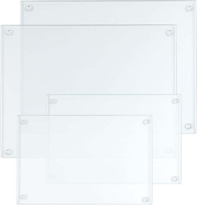 Hacaroa 4 Pack Tempered Glass Cutting Board with Rubber Feet, Rectangle Non-slip Chopping Board, ... | Amazon (US)