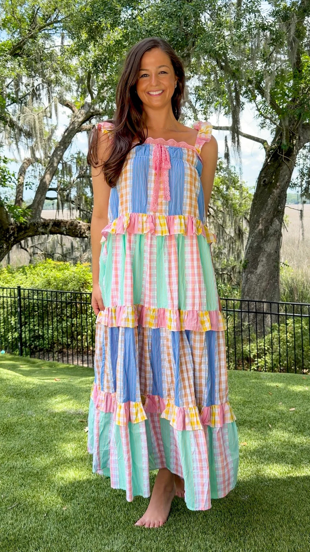 Daisy Pastel Patchwork Tiered Maxi Sundress | Shop.app