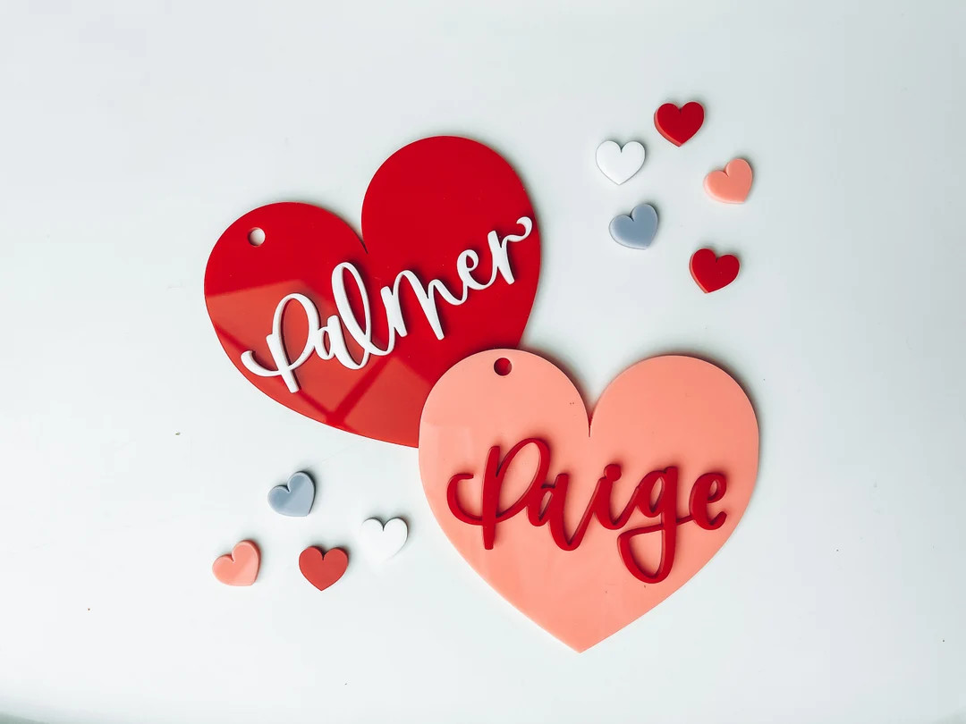 Valentine's Day Tag, name tags, valentines, valentines day gift, gift tag, holiday gift tag, acry... | Etsy (US)