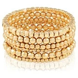Time and Tru Women's Gold Tone Beaded Stretch Bracelet Set, 6-Piece - Walmart.com | Walmart (US)