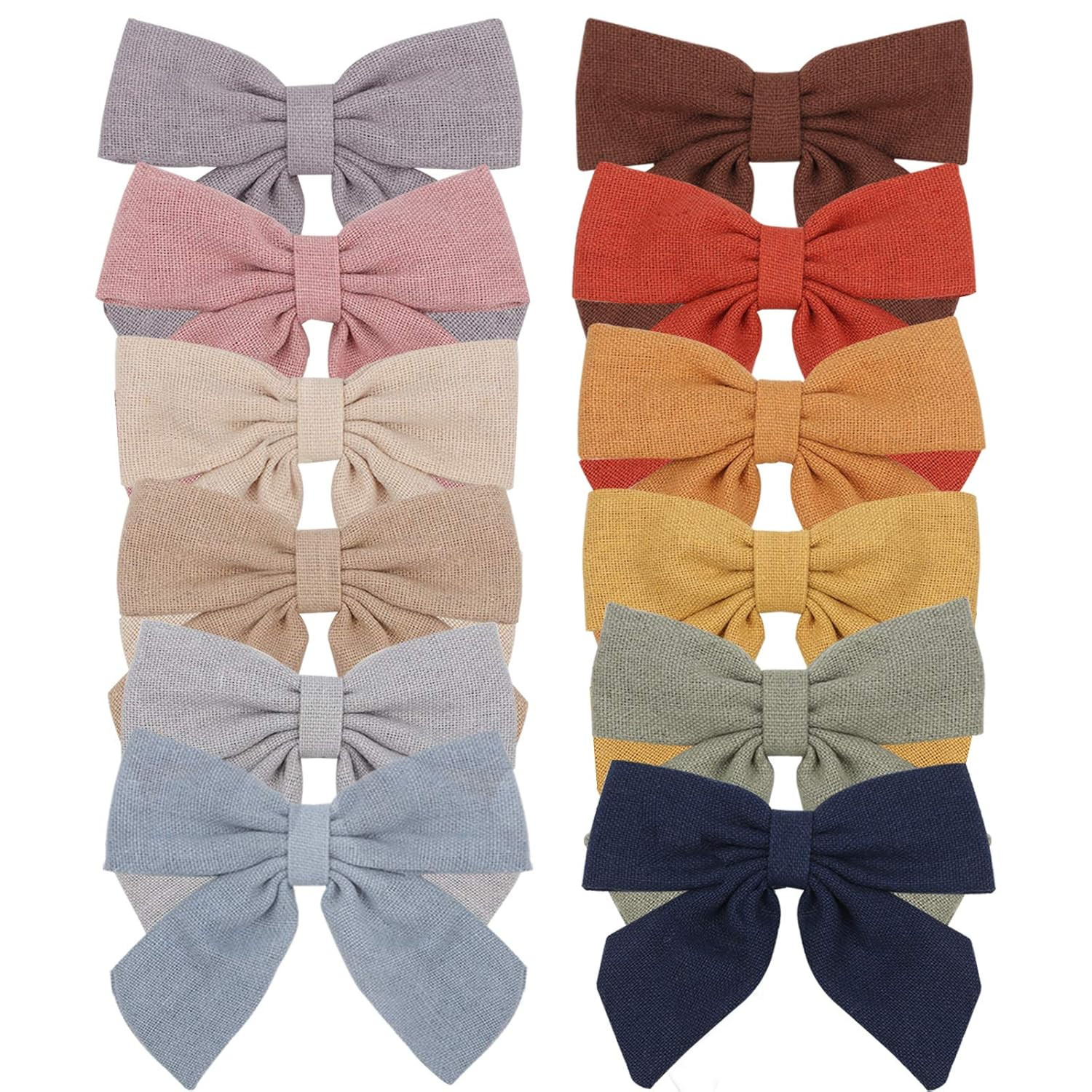 12 PCS Baby Girls Hair Bows Clips 4.5 inch Alligator Clips Tiny Barrettes Accessories for Fine Ha... | Amazon (US)