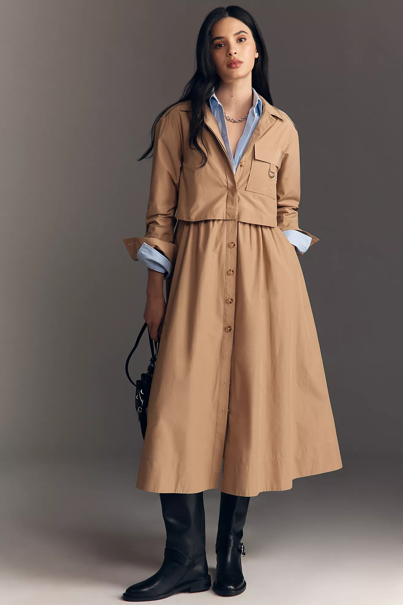 Derek Lam 10 Crosby Janine Poplin Trench Midi Dress | Anthropologie (US)