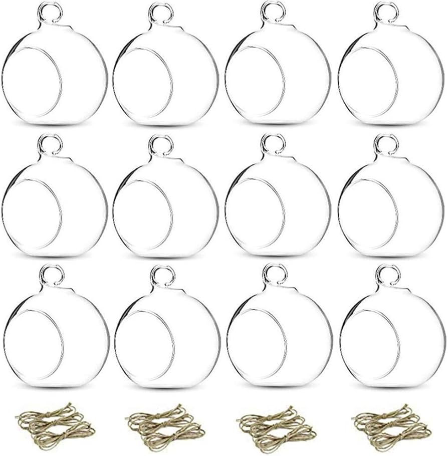 12 Pcs 3.15"/ 8cm Hanging Glass Tealight Holder Globe Plant Terrariums Glass Orbs Air Plants Tea ... | Amazon (US)