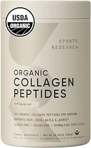 Sports Research Organic Collagen Peptides - Hydrolyzed Type I & III Collagen Protein Powder Made ... | Amazon (US)