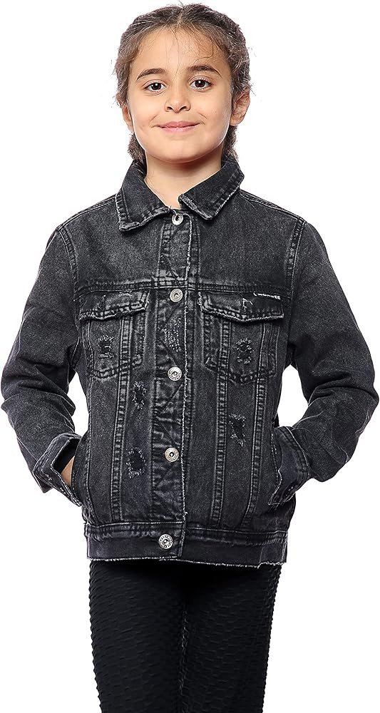 NOROZE Girls Ripped Denim Jacket Vintage Distressed Jeans Top | Amazon (US)