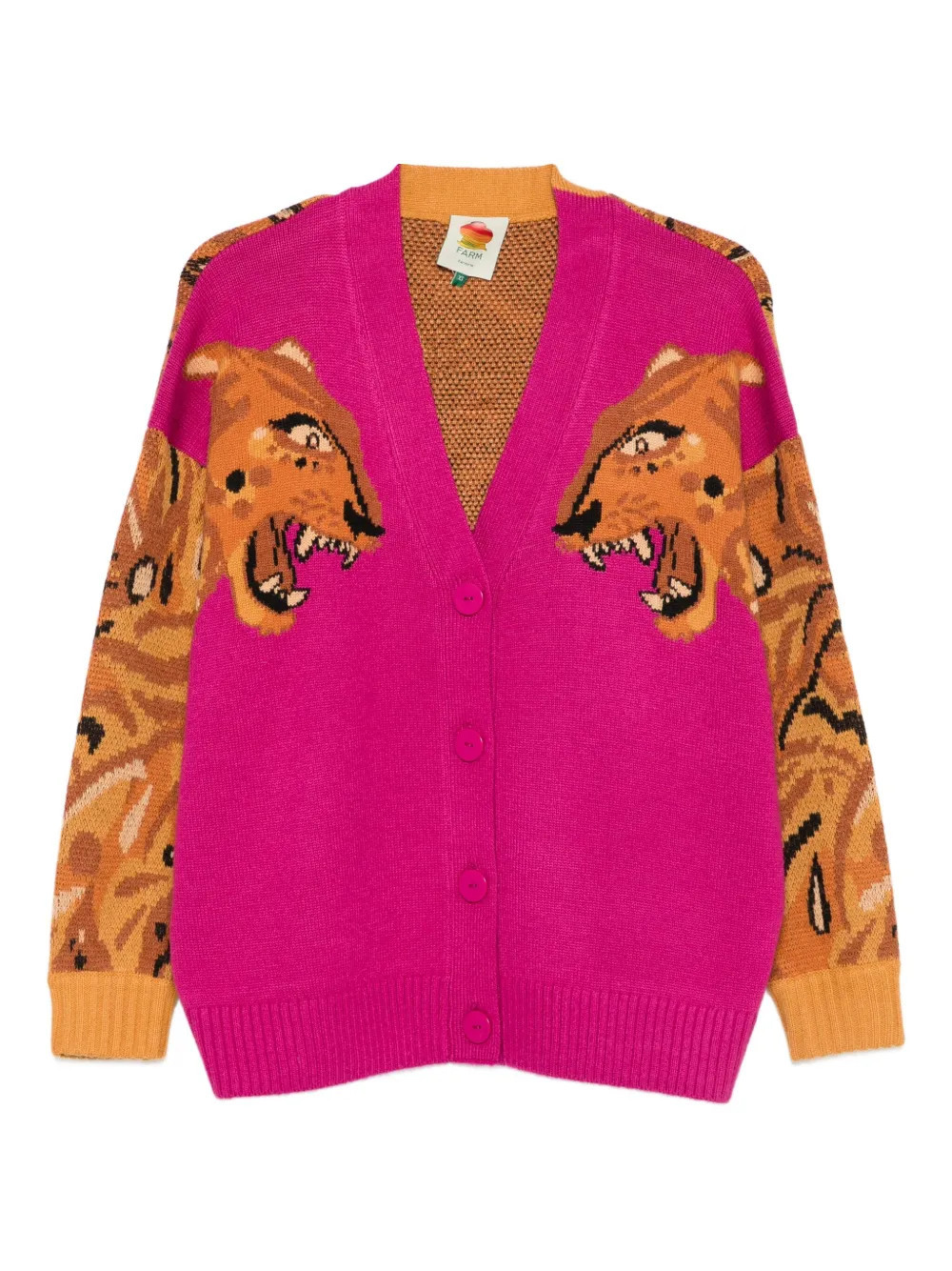 FARM Rio tiger-motif cardigan - Pink | Farfetch Global