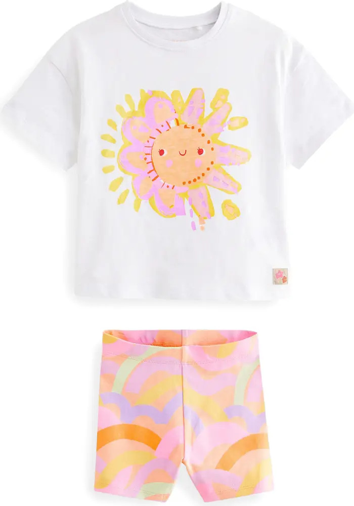 NEXT Kids' Sun Graphic T-Shirt & Bike Shorts Set | Nordstrom | Nordstrom