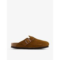 Boston buckle-detail suede and shearling sandals | Selfridges