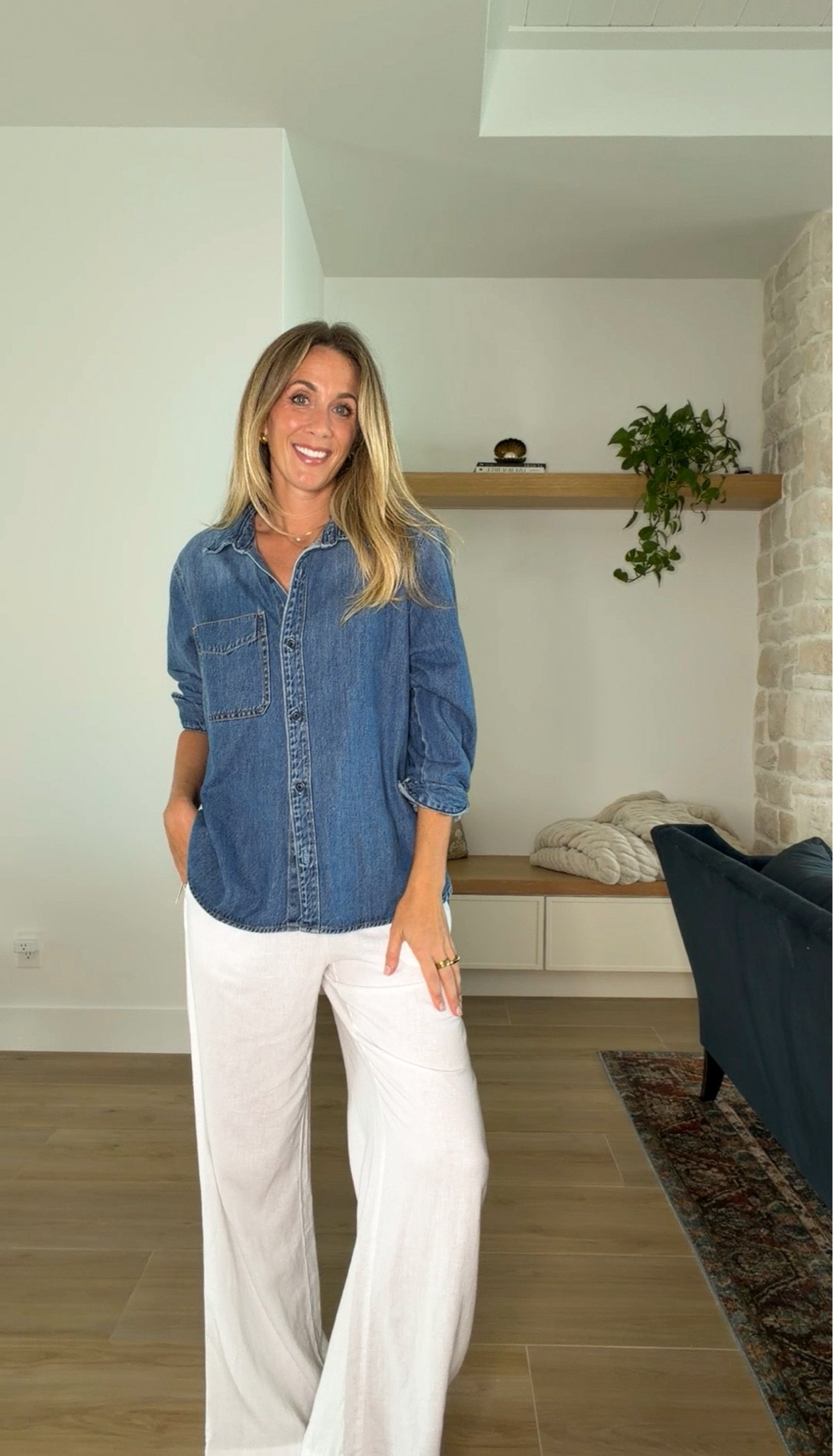 Target new spring arrivals denim button down shirt 

#LTKSeasonal #LTKU #LTKmomlife