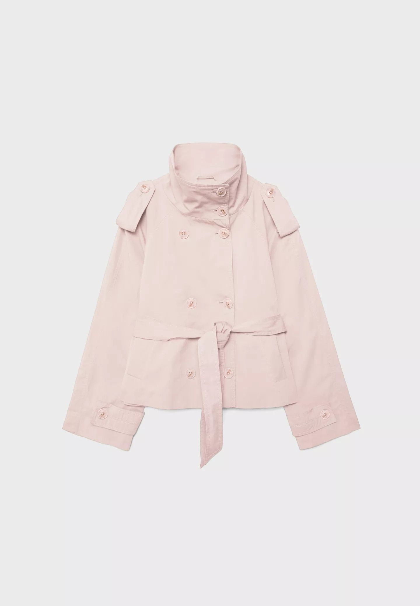 High-neck trench coat with belt - Women's Mocacos Nuevo | Stradivarius United Kingdom | Stradivarius (UK)