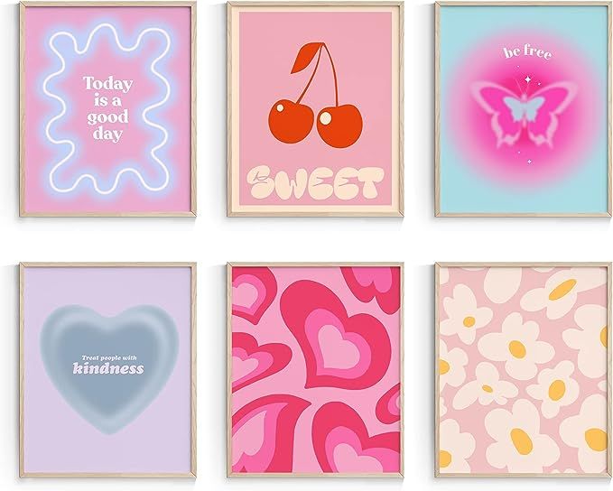 Habseligkeit Pink Gradient Aura Posters for Room Decor Aesthetic, Danish Pastel Cute Room Decor, ... | Amazon (US)