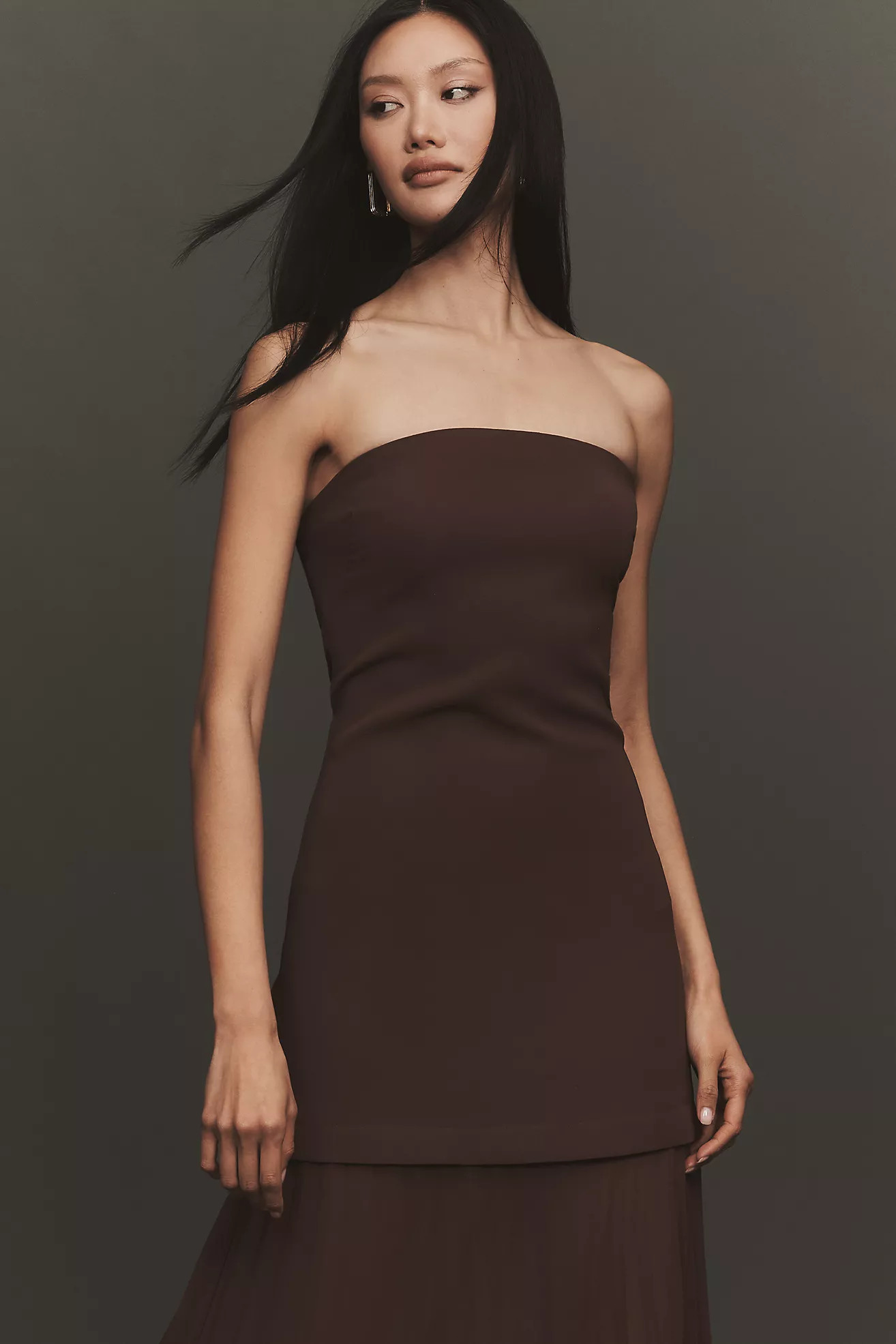 By Anthropologie Strapless Twofer Pleated Midi Dress | Anthropologie (US)