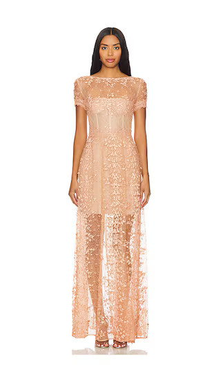 Bronx and Banco Megan Cap Sleeve Gown in Beige. - size XS | Revolve Clothing (Global)