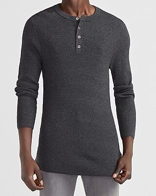 Solid Stretch Henley Sweater | Express