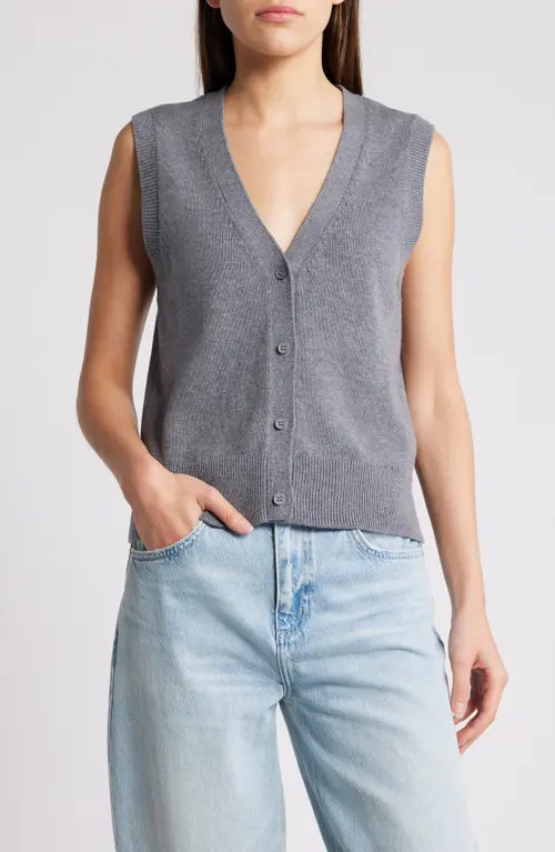 Rails Annika Cotton & Wool Button-Up Sweater Vest in Charcoal at Nordstrom, Size Xx-Small | Nordstrom