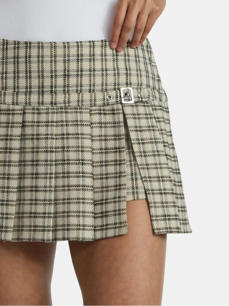 Madden NYC Women's Pleated Plaid Mini Skort, Sizes XXS-XXL | Walmart (US)