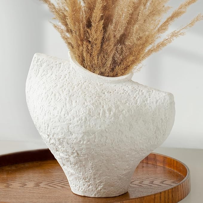 White Ceramic Vase, Modern Farmhouse Style for Table, Kitchen, Bookshelf, Entryway, Counter, Vani... | Amazon (US)