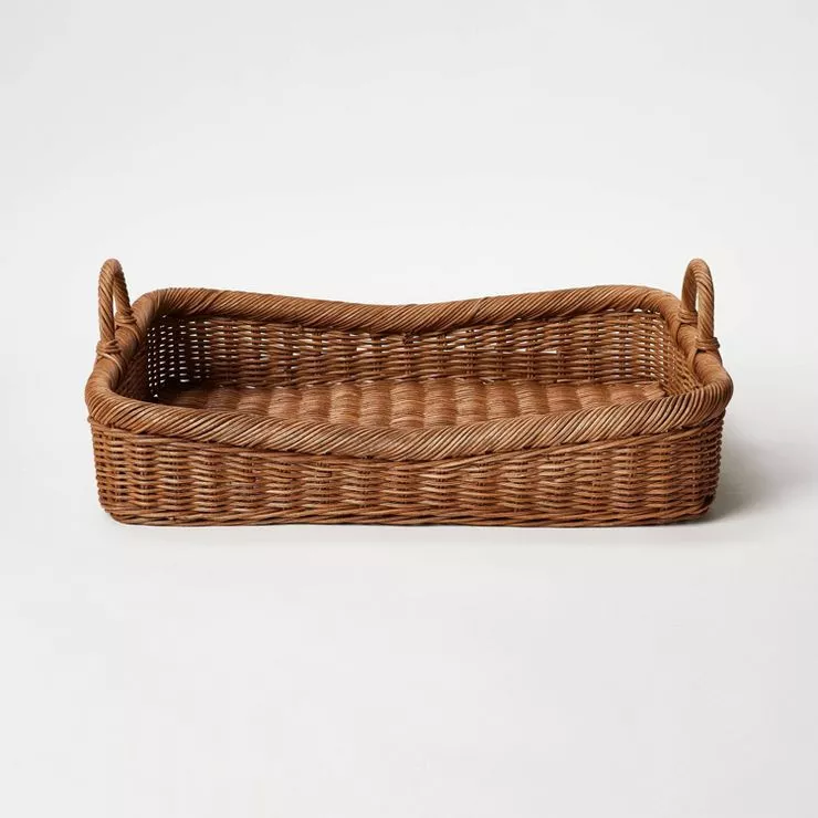 Tall wicker basket with handles - Large - French Mercantile