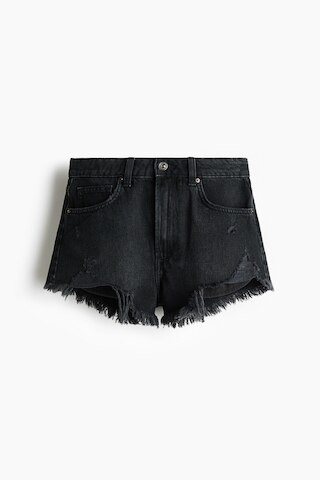 H & M - Distressed-Look Denim Shorts - Black | H&M (US + CA)