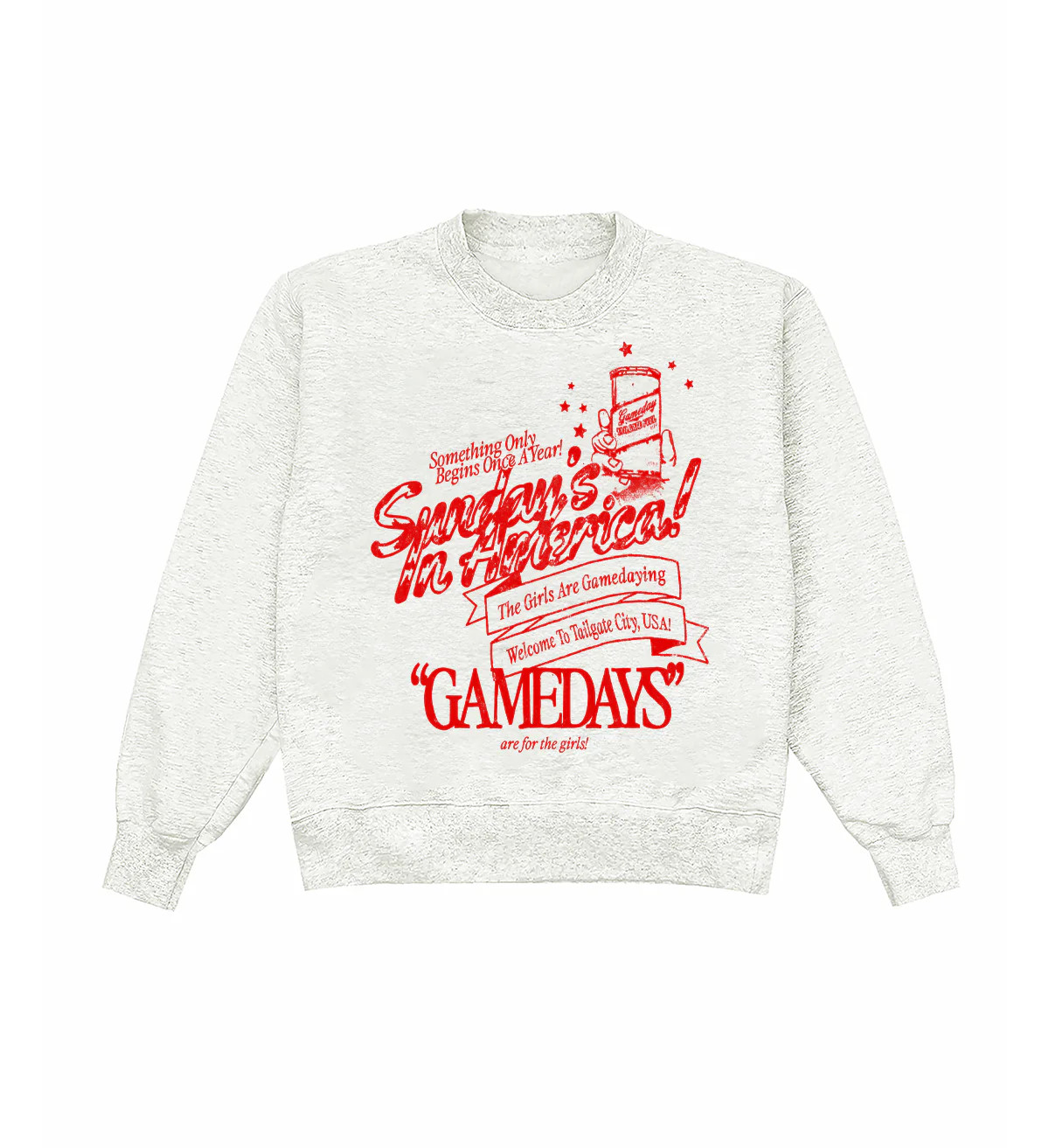 Sunday's In America In Red Heather Crewneck | Shop Kristin Jones