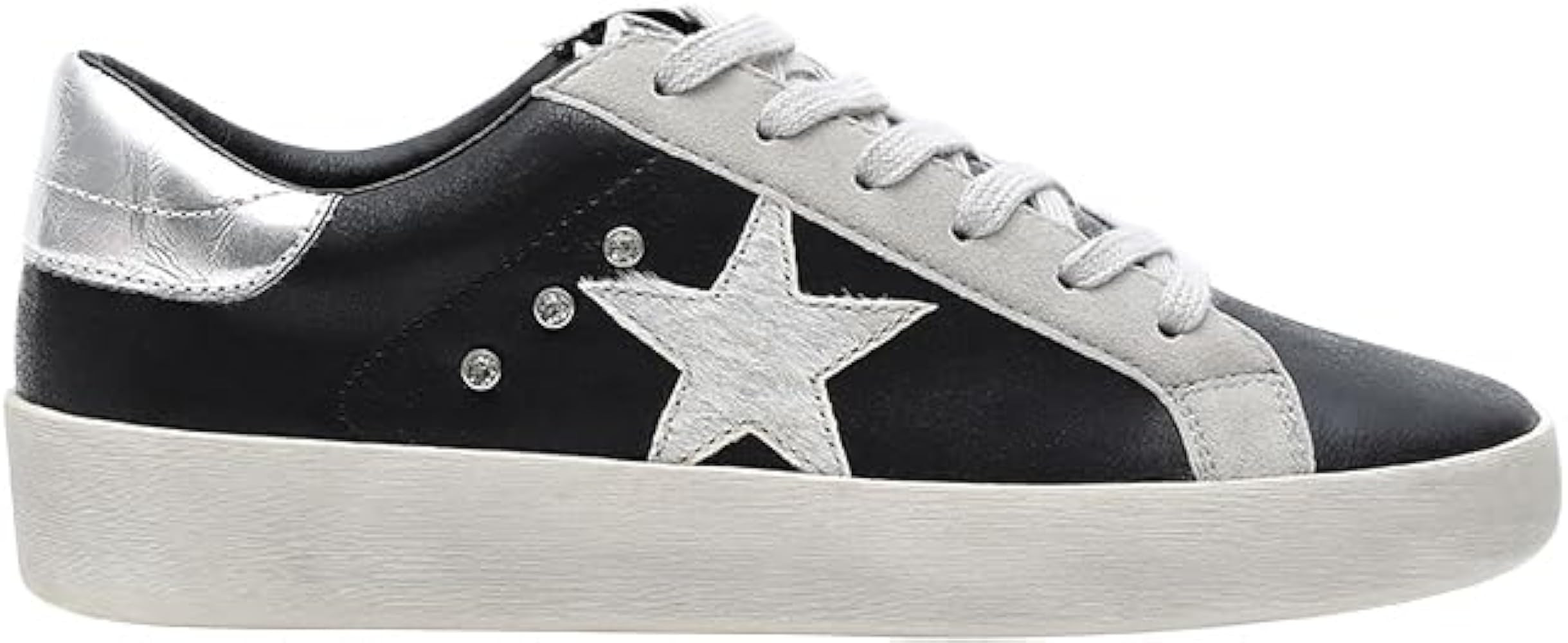 Mi.iM Brady Rubber Sole Lace-up Rhinestone Glitter Leather Suede Star Sneakers | Amazon (US)