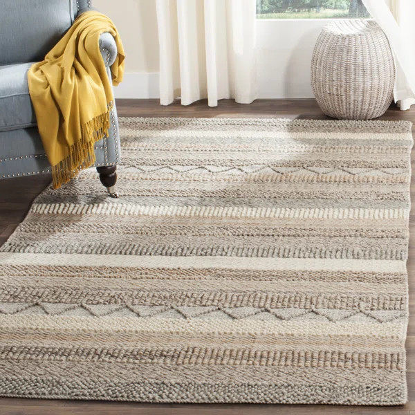 Jacques Striped Handmade Flatweave Wool/Cotton Beige Area Rug | Wayfair Professional