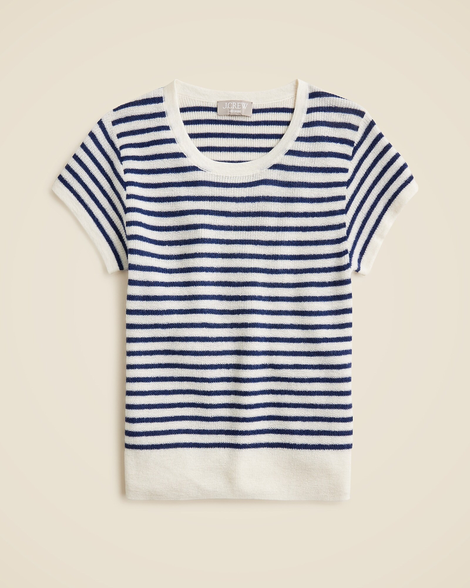 Ribbed featherweight cashmere T-shirt in stripe | J. Crew US