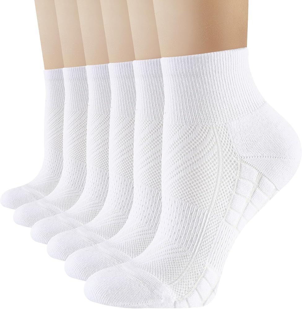 Ankle Running Socks Womens, 6/12 Pairs Cushioned Athletic Sport Quarter Socks Moisture Wicking Li... | Amazon (US)