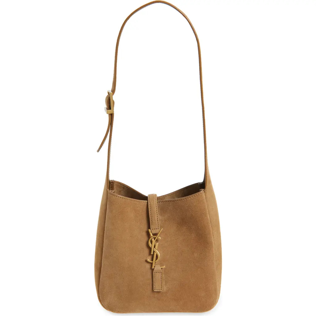 Saint Laurent Mini Le 5 À 7 Suede Shoulder Bag in Golden Leaf at Nordstrom | Nordstrom