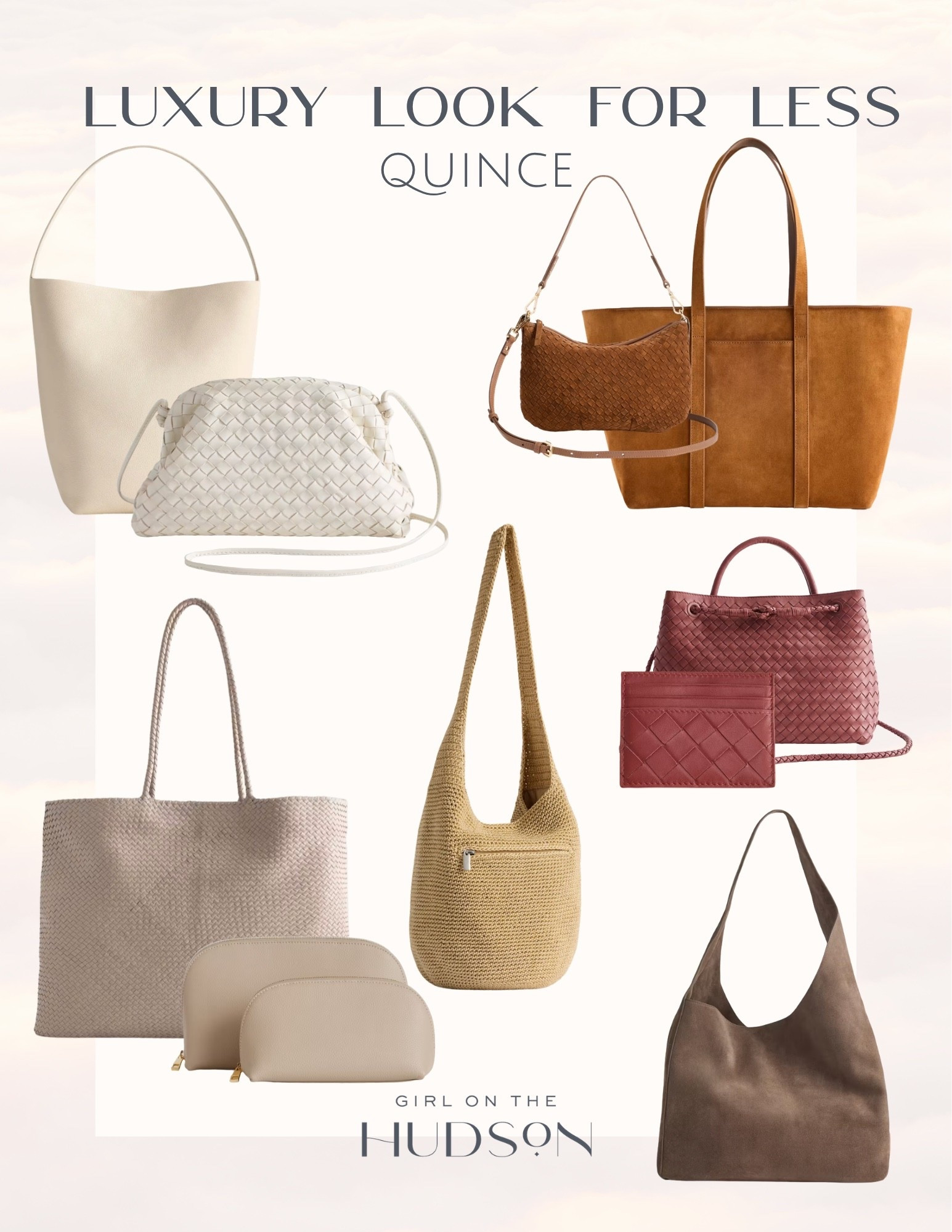 If you love the look of designer handbags but don’t love the price tag, Quince is one of my favorite places to shop. 🤍 Their premium leather bags have a timeless, elevated look with beautiful craftsmanship, making them easy everyday staples you’ll reach for season after season.
Luxury look for less, Quince handbags, Quince leather bags, designer inspired handbags, leather tote bag, woven handbag, shoulder bag, crossbody bag, everyday purse, luxury style, timeless handbags, capsule wardrobe accessories, neutral handbags, premium leather accessories, affordable luxury, Girl on the Hudson

#LTKWorkwear #LTKTravel #LTKootd