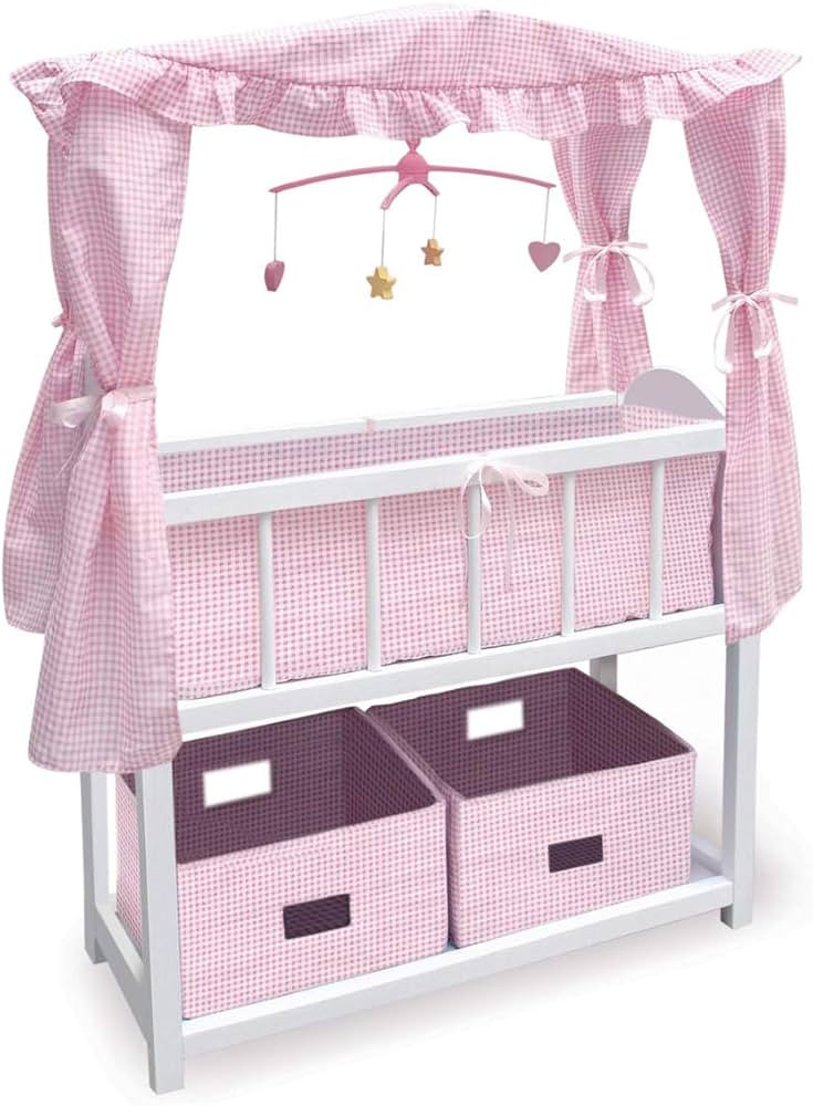 Badger Basket Doll Crib with Bedding, Storage Baskets, Mobile & Personalization Kit - Ideal Nurse... | Amazon (US)