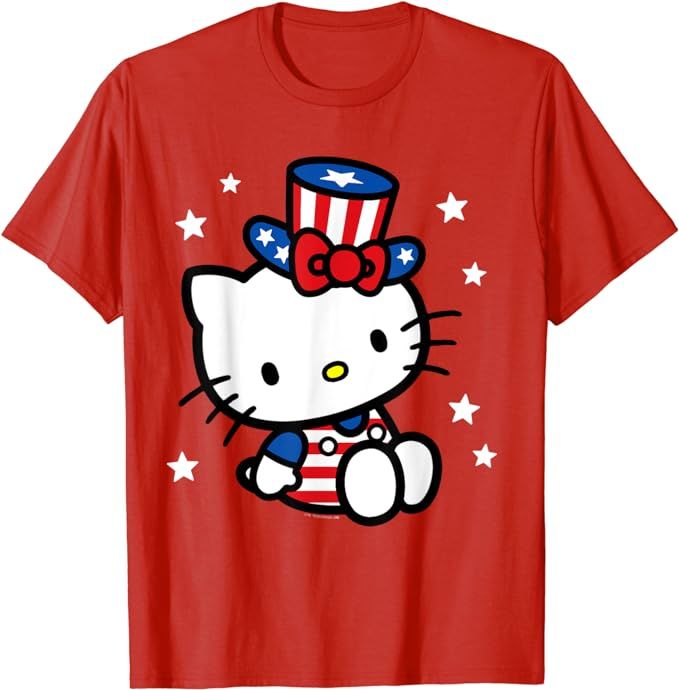 Mademark Hello Kitty American 4th of July Short Sleeve Classic Polyester T-Shirt for Men in Grey | Amazon (US)