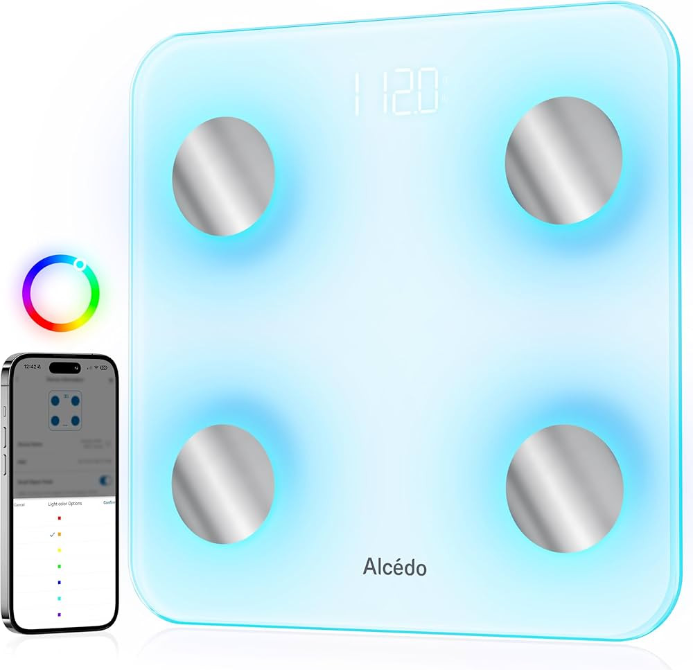 Alcedo Smart Body Fat Scale, Digital Scale with BMI, Fat Percentage, Muscle Mass, Color-Changing ... | Amazon (US)