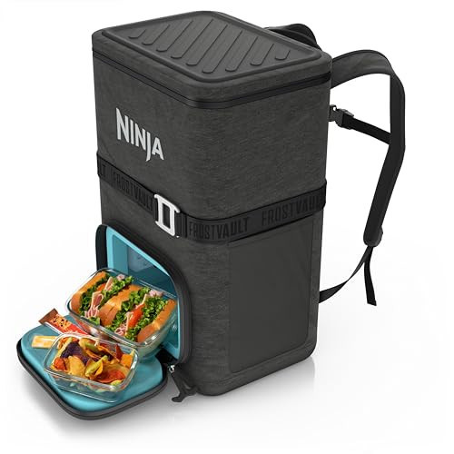 Ninja | Backpack Cooler | FrostVault Go 36 Can Soft Cooler | Leakproof Zipper with Built in Can Opener, 2 Ice Packs & Dry Storage Drawer | for Hiking, Camping & More |Charcoal Gray | FF136CG | Amazon (US)