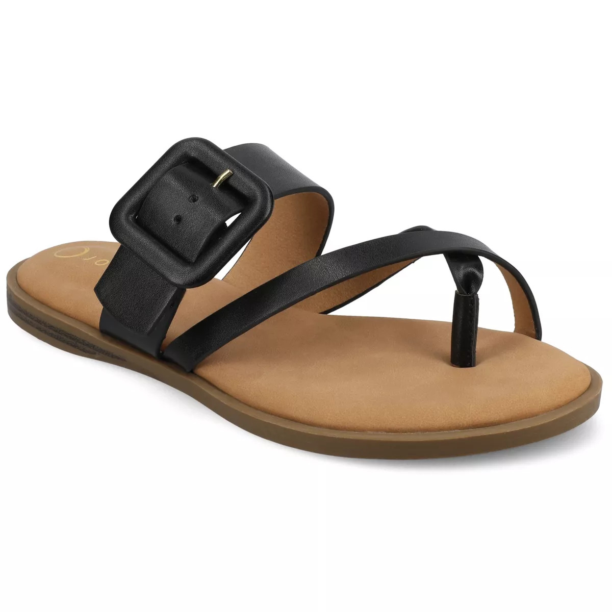 Journee Women's Layra Flat Sandals, Black 9 | Target