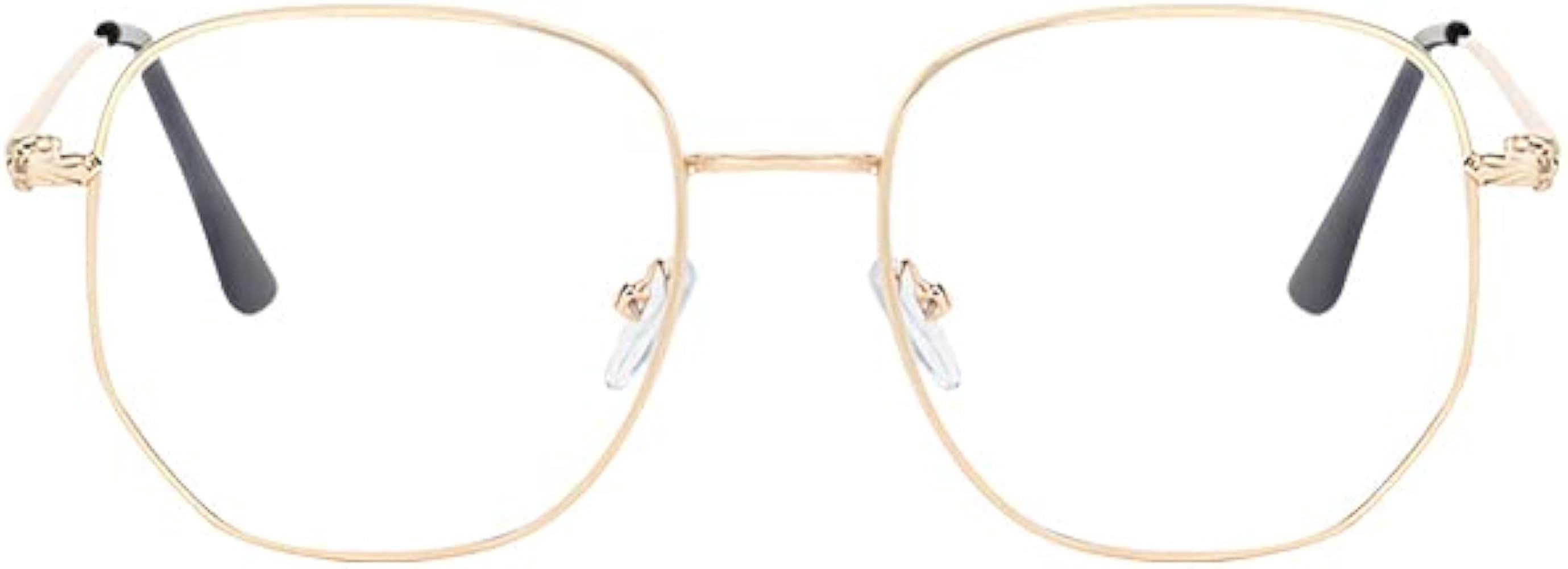 Oversized Metal Reading Glasses Women, Blue Light Blocking Computer Readers, Stylish Lady Large E... | Amazon (US)