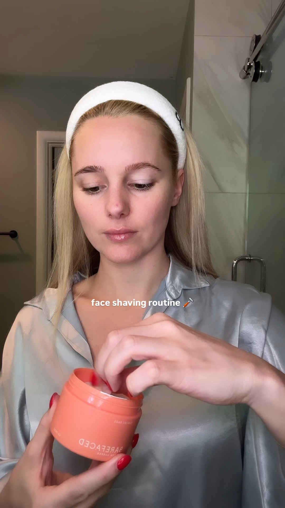 your skin will feel like 🧈
step 1: toning pads
step 2: perfectionist oil + shave 
step 3: rinse 
step 4: overachiever (calming)
step 5: hydrating lotion (i mix with one drop of perfectionist)