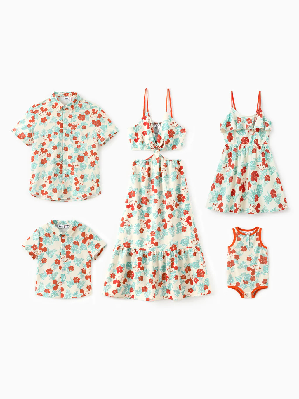 Disney Mickey and Friends Family Matching Naia™ Floral Allover Print Shirt/Sleeveless Hollow-ou... | PatPat