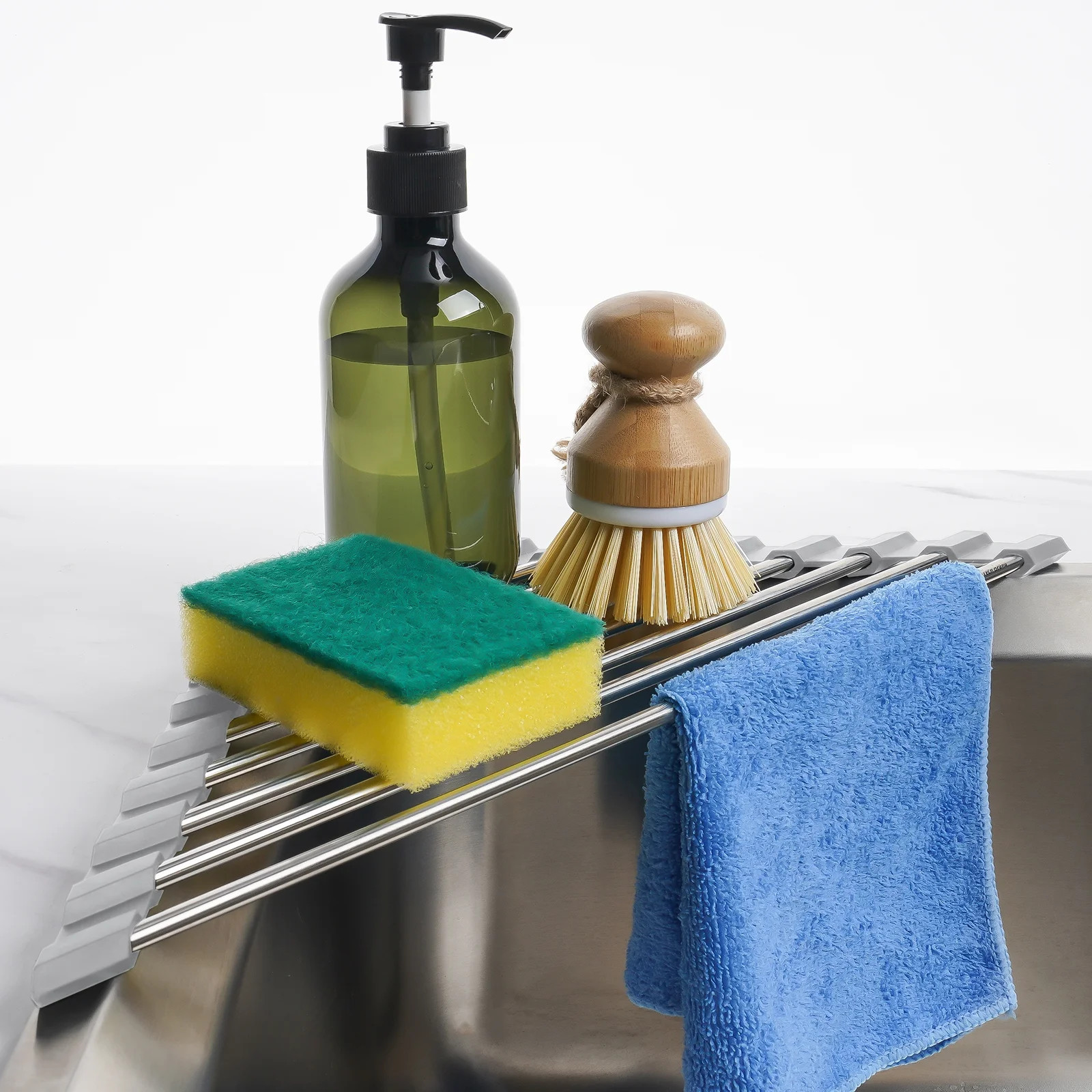 Tomorotec Triangle Roll-Up Dish Drying Rack for Sink Corner Small Foldable Stainless Steel Over T... | Walmart (US)