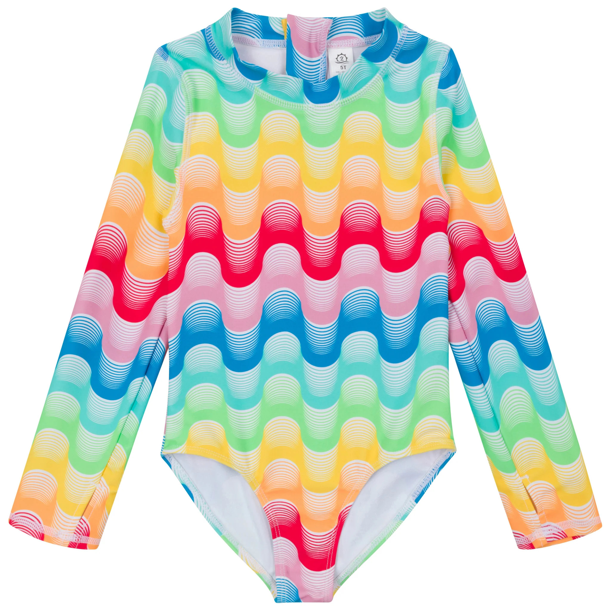 Girls Long Sleeve Surf Suit (One Piece Bodysuit) | "Surf's Up" | SwimZip
