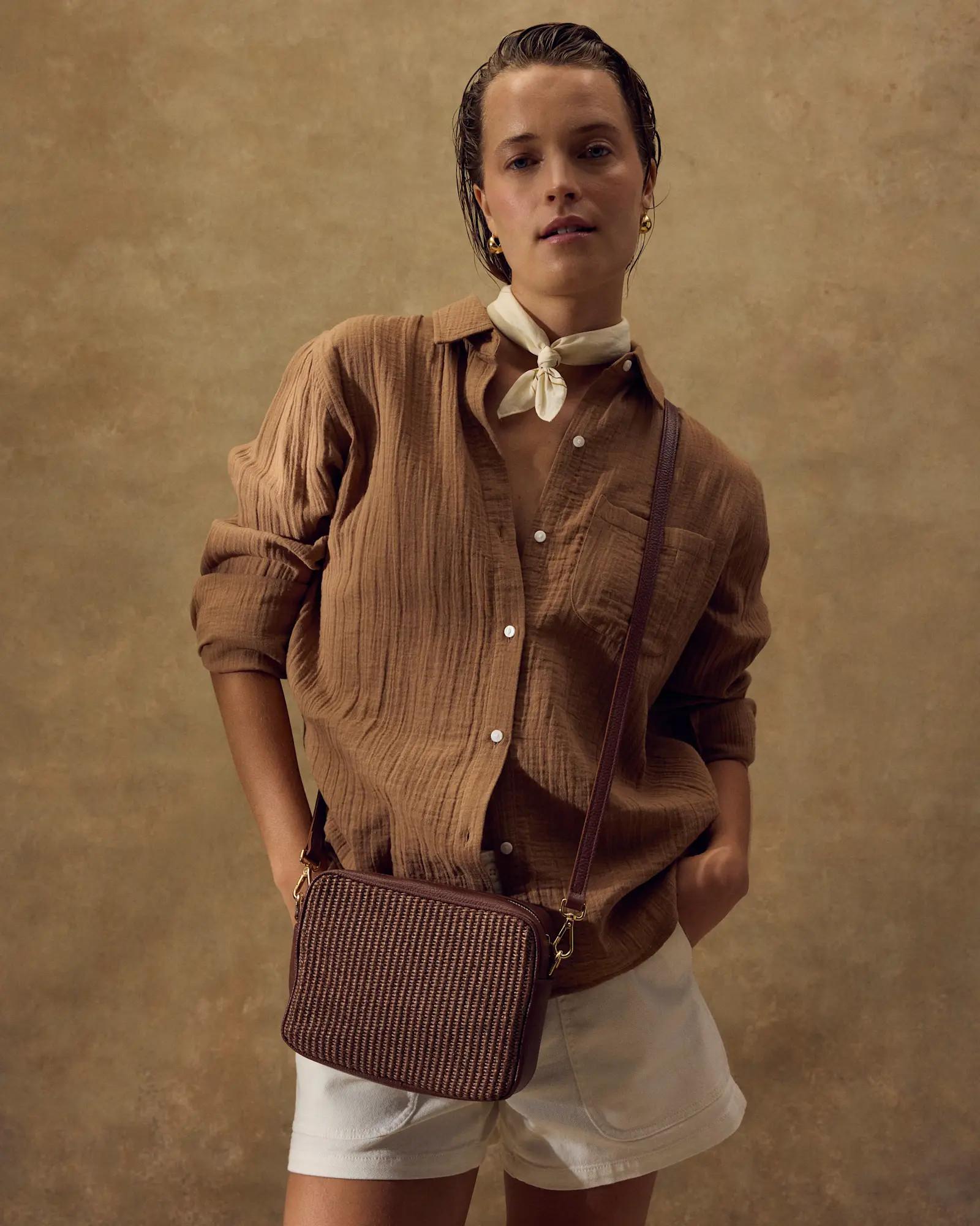 Italian Leather & Raffia Crossbody | Quince