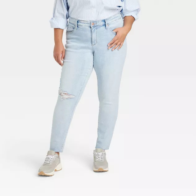 Women's Plus Size Mid-Rise Skinny Jeans - Ava & Viv™ | Target