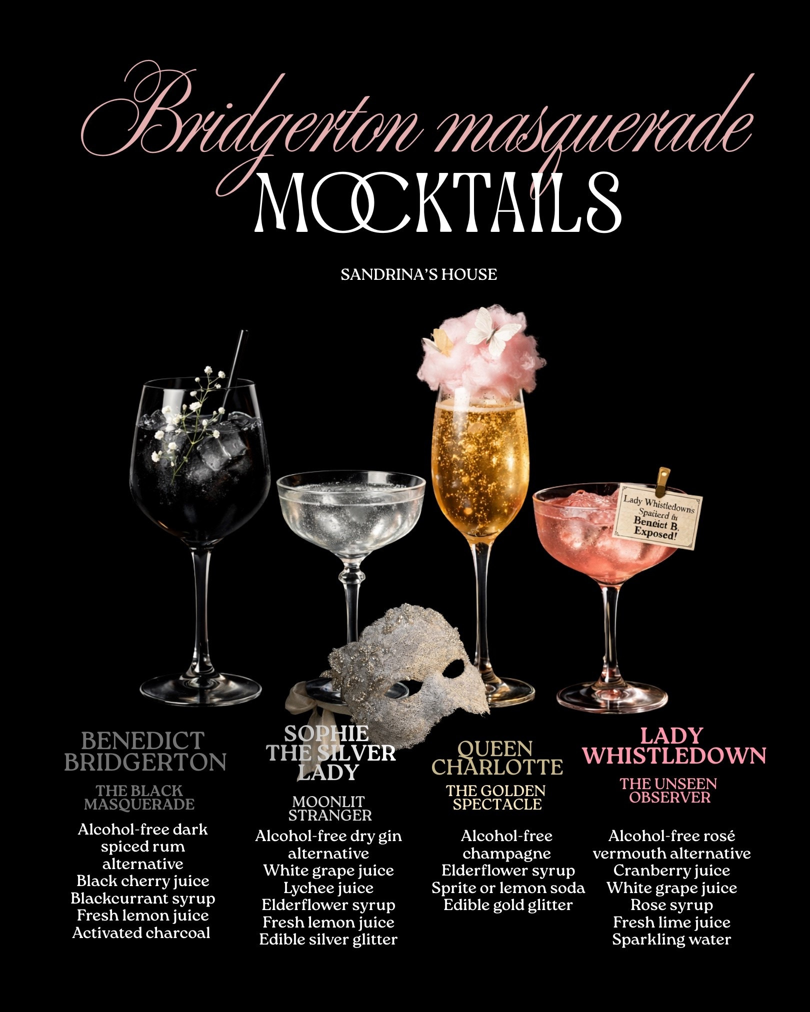 Bridgerton Masquerade Ball aesthetics ✨
Vintage glasses, subtle sparkle and dramatic details — all alcohol-free.
Everything linked to recreate this look at home.


#LTKgiftguide #LTKhome #LTKdatenight