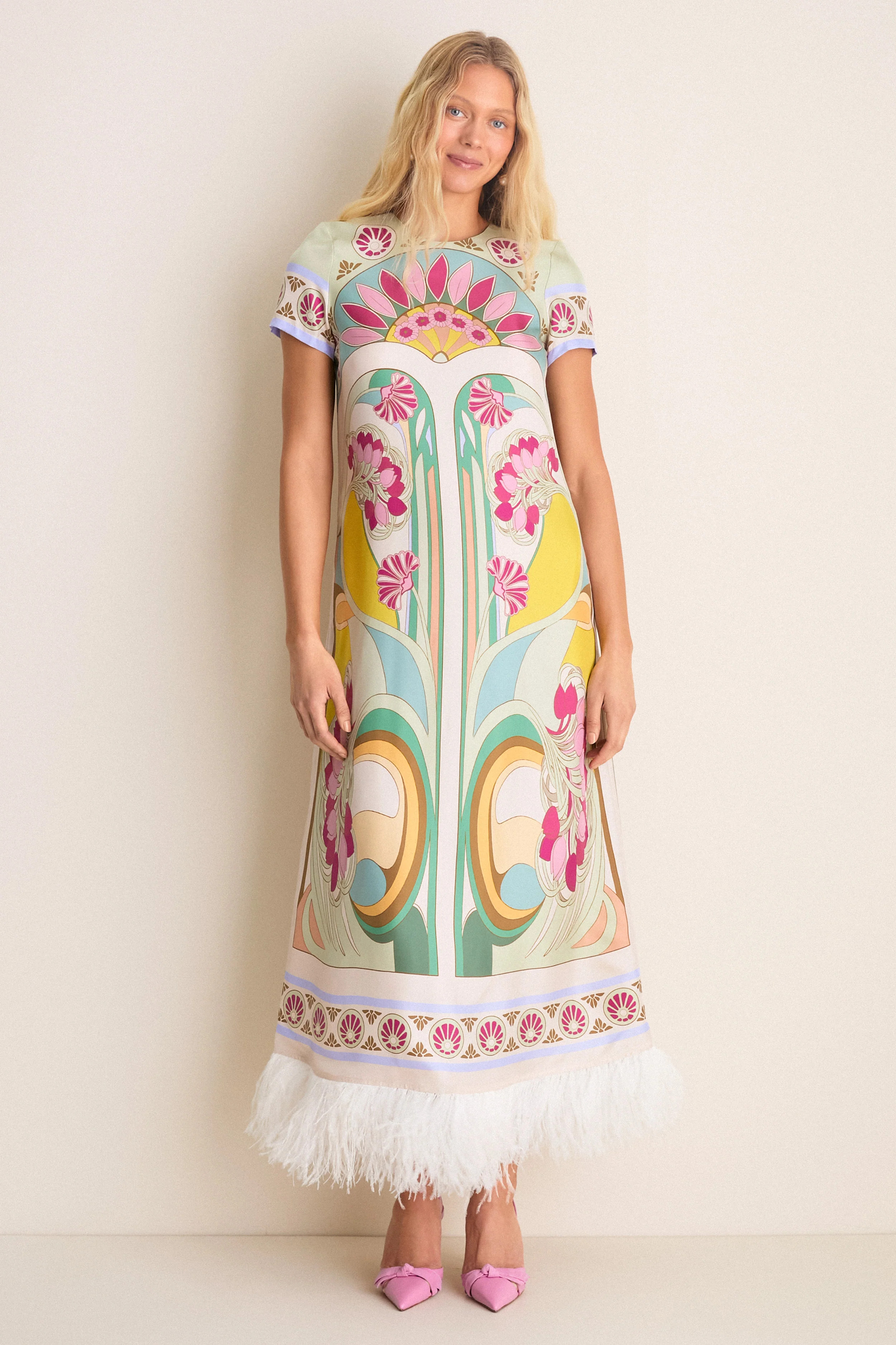 Tulip Placee Swing Dress with Feathers | Tuckernuck (US)