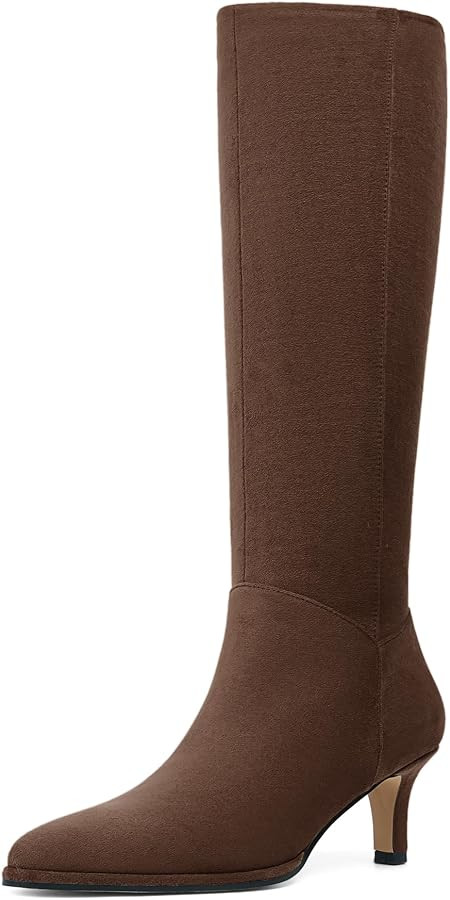Women's Knee High Boots Kitten Heel Pointed Toe | Amazon (US)